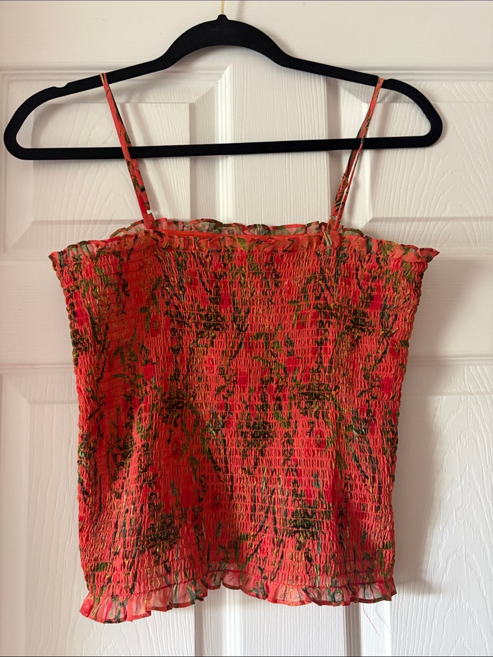 Gianni Bini Coral Floral Smocked Cami